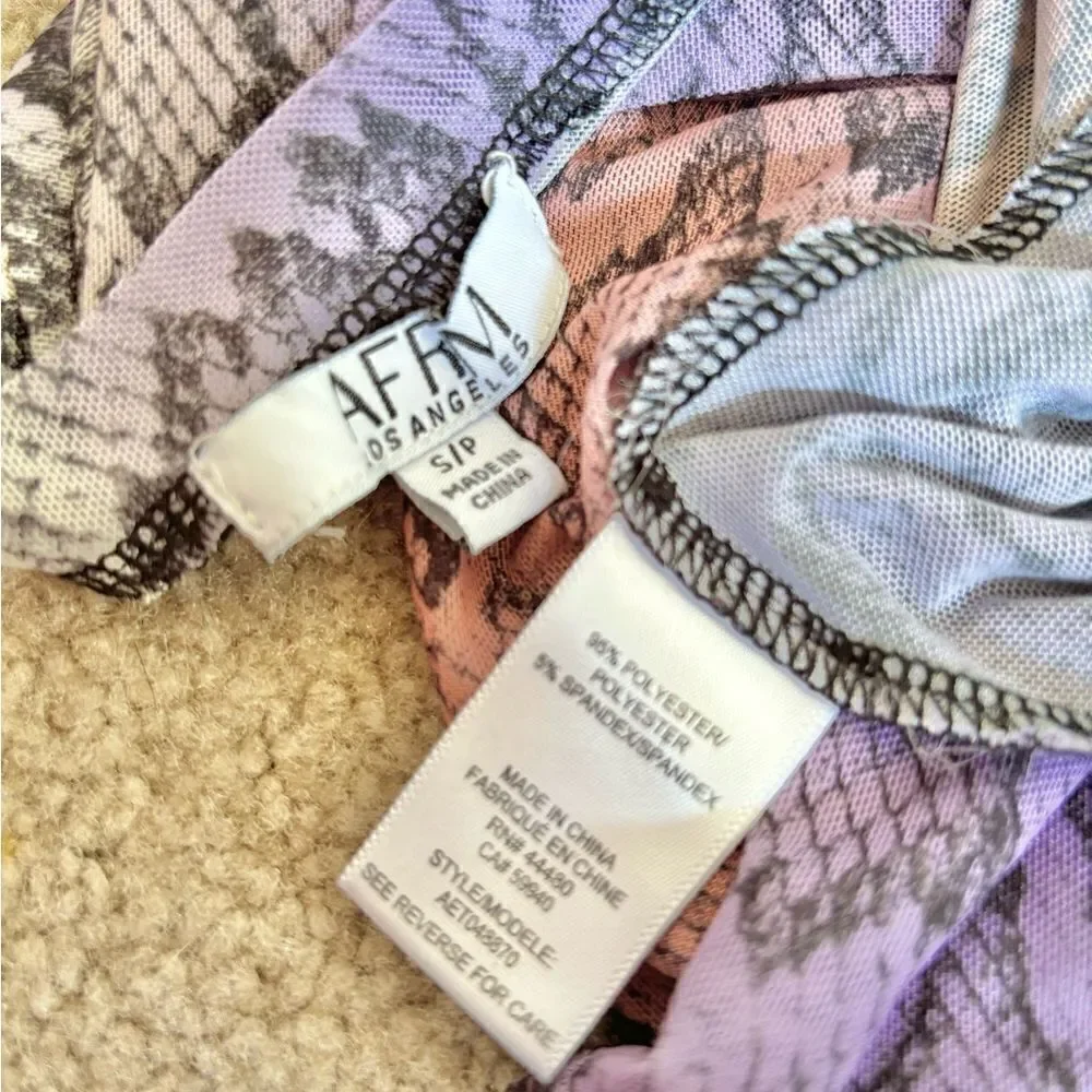 AFRM Sunny Long Sleeve Mesh Purple Ombre Snake Print Top Sz S